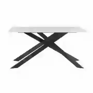 Modern Sintered Stone Fixed Top Dining Table with Crossed Legs